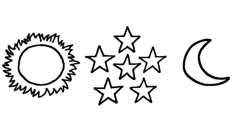 Раскраска солнце Луна звезды