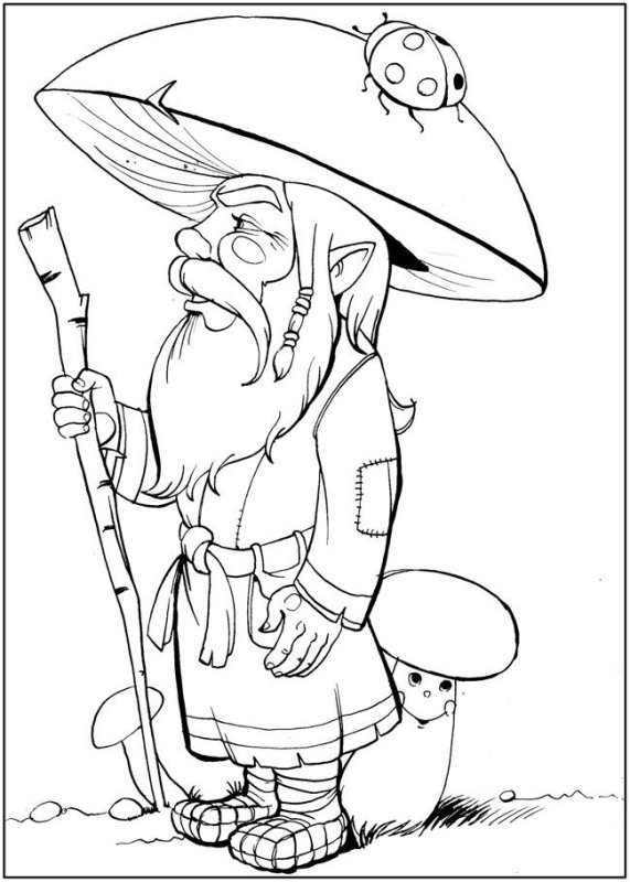 Раскраска старичок Лесовичок для детей