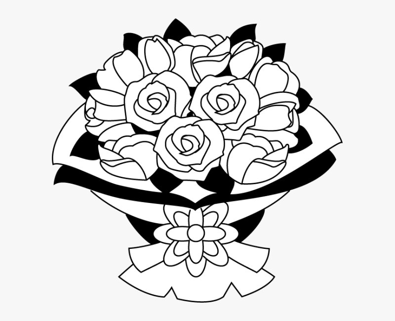 Букет цветов черно белый