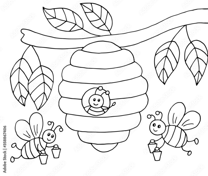 Улей раскраска для детей