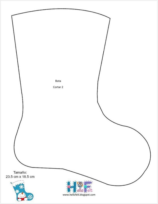 Новогодний сапожок из фетра выкройка