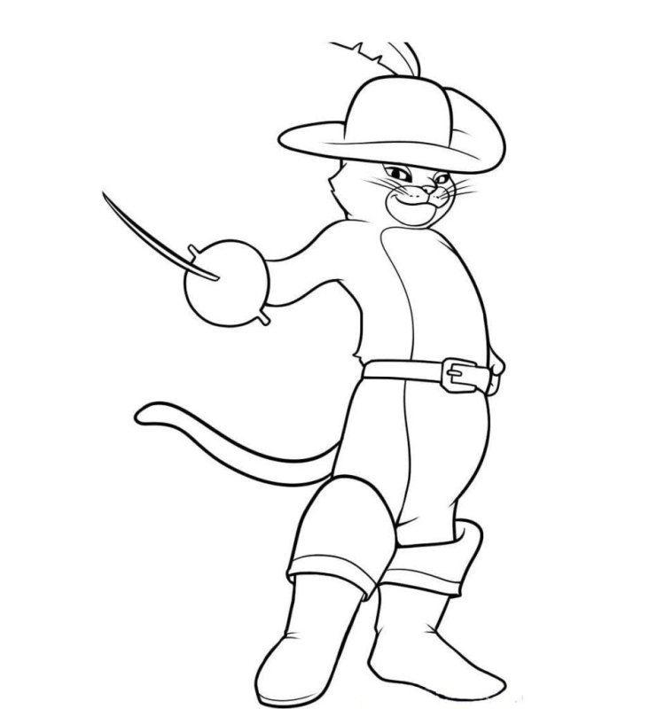 Кот в сапогах раскраска для детей