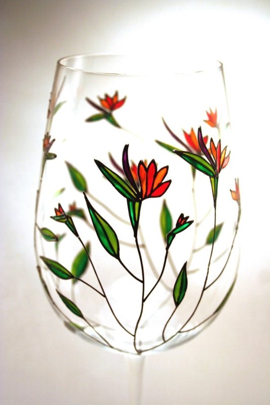 Роспись по стеклу ваза
