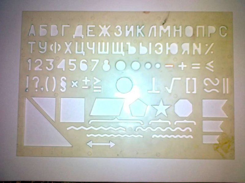Линейка трафарет с буквами и цифрами