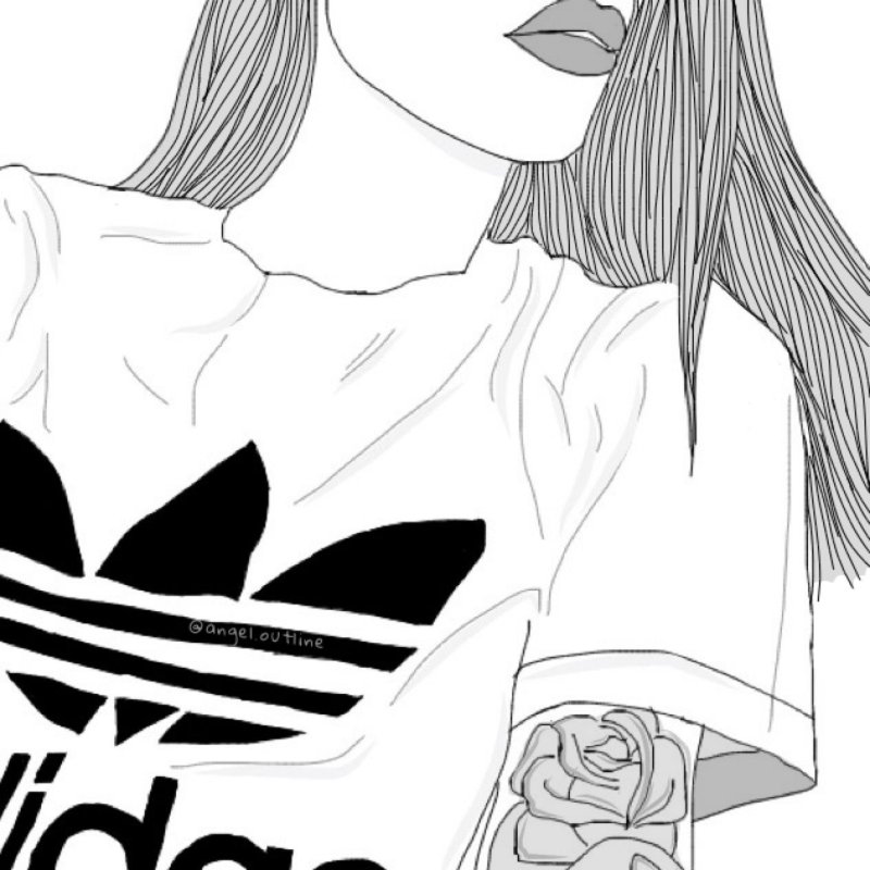 Чёрно-белые рисунки для срисовки девушка