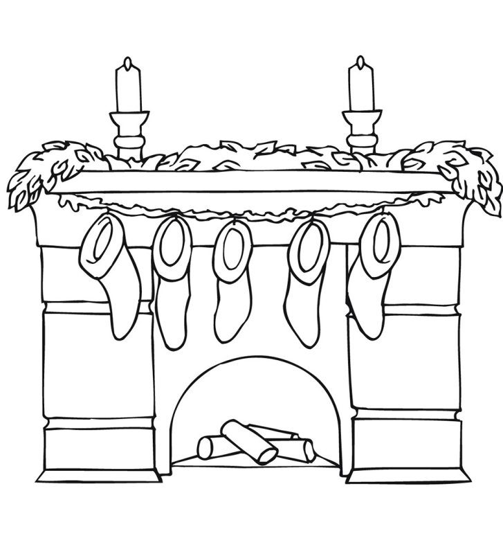 Рисунок новогоднего камина