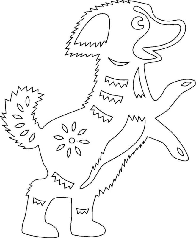 Вытынанка собака на новый год