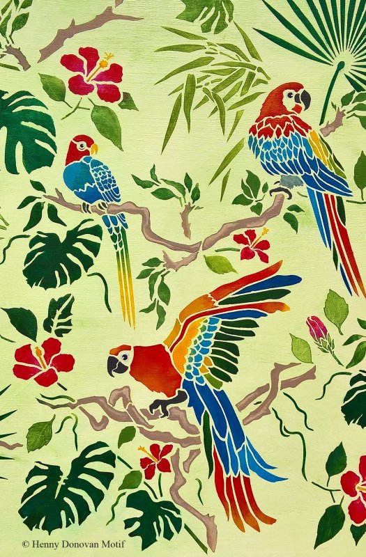 Тропические птицы трафарет