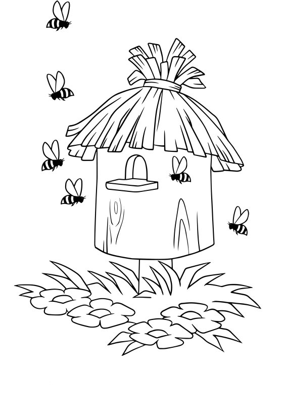 Улей с пчелами раскраска для детей
