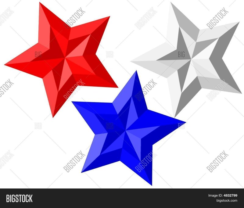 Звездочки белые синие красные