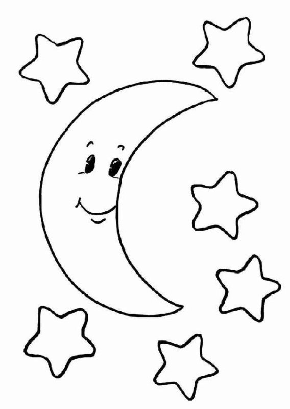 Луна и звезды раскраска