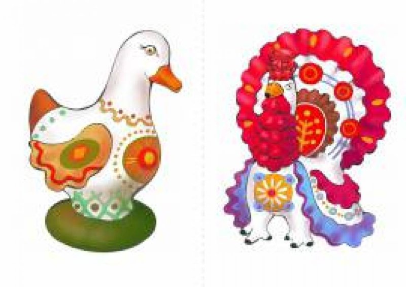 Уточка дымковской росписи для детей