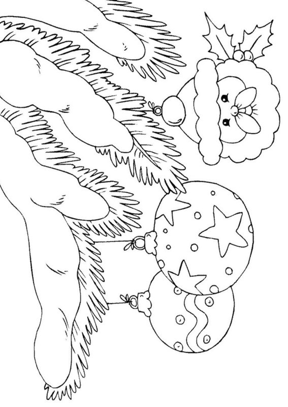 Трафареты на окна новогодние еловые ветки