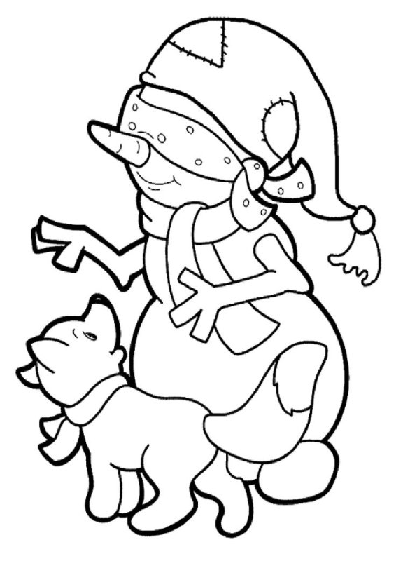 Снеговик рисунок раскраска