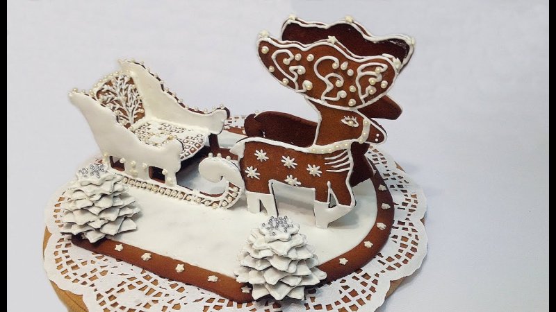 Пряник олень с санями