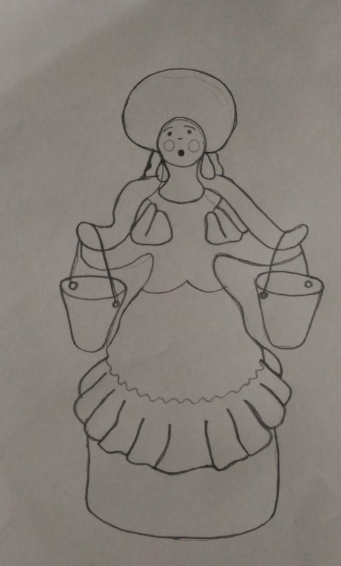 Барышня Водоноска Дымковская роспись