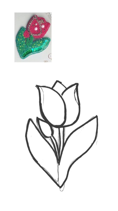 Шаблон тюльпан для брошки