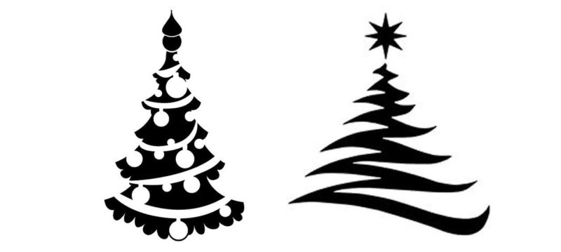 Новогодние трафареты на окна елка