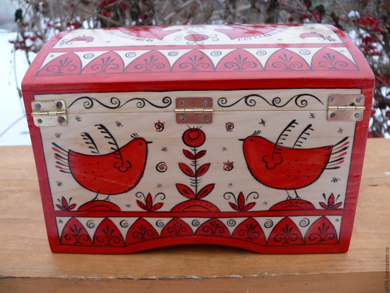 Мезенская роспись шкатулка