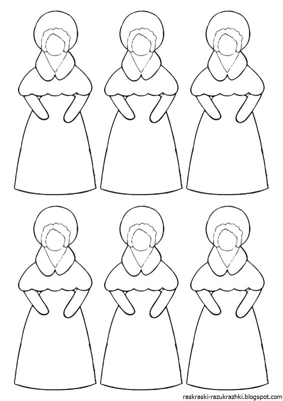 Дымковская игрушка Барыня раскраска