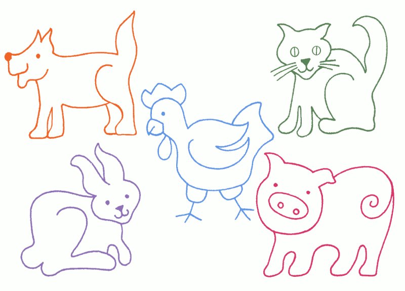 Контуры животных для детей