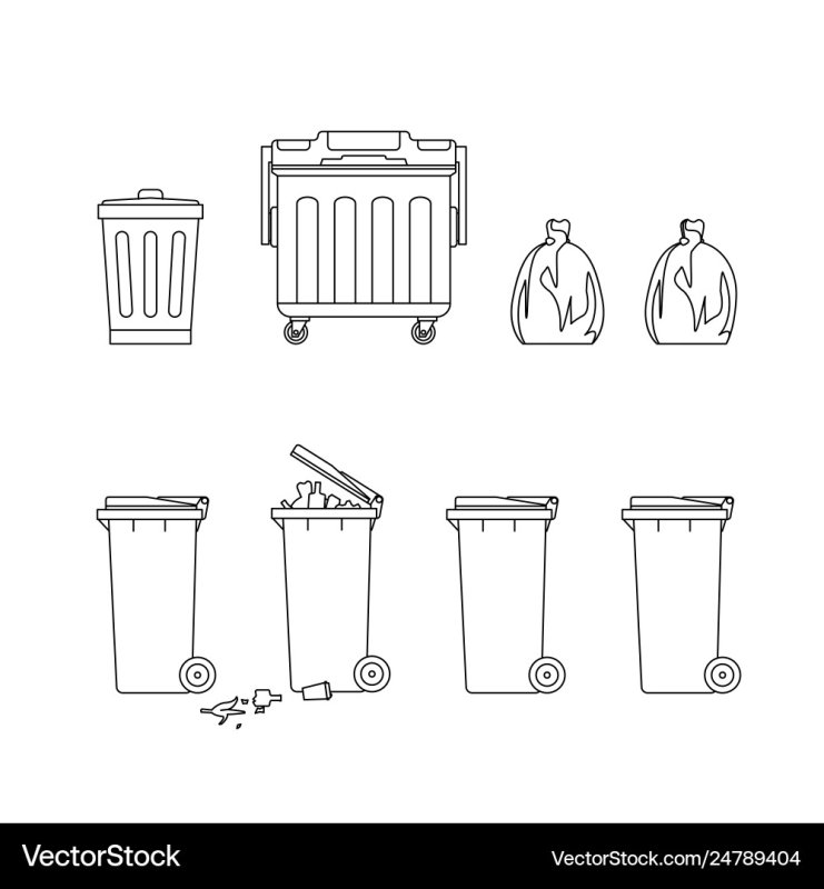 Раскраска мусорный бак для детей