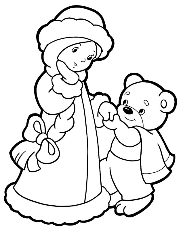 Новогодние раскраски Снегурочка