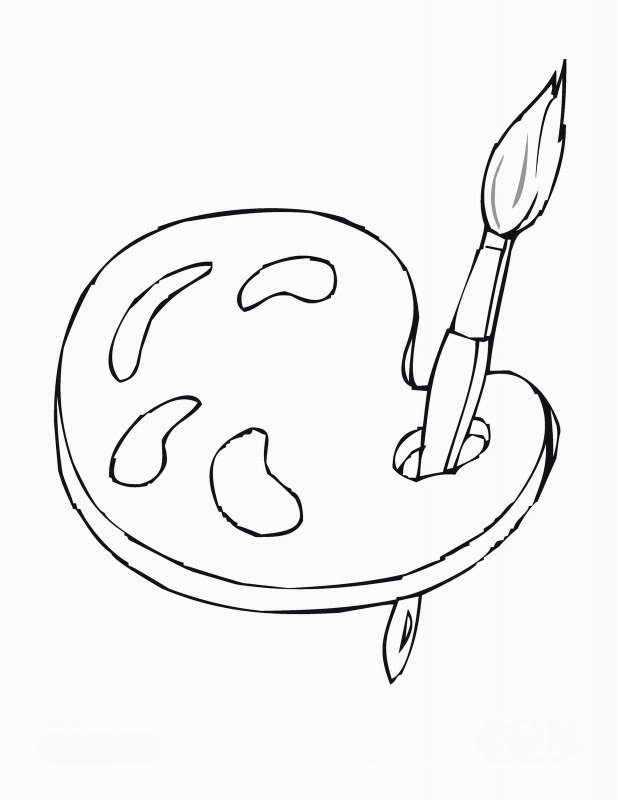 Раскраска палитра с кистью