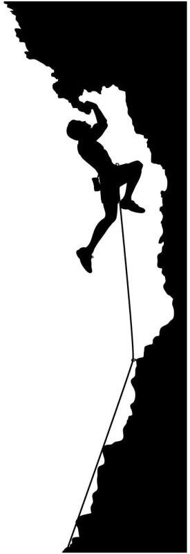 Черные силуэты скалолазы