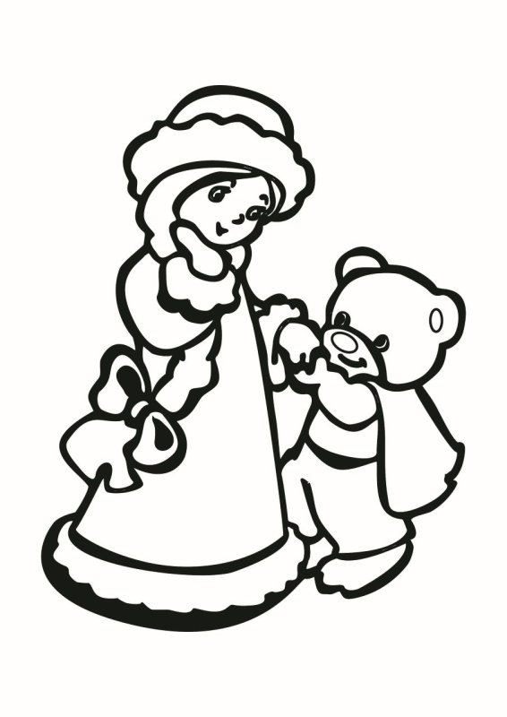 Дед Мороз и Снегурочка раскраска