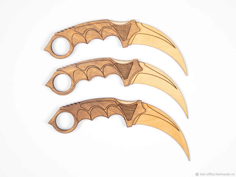 Чертёж ножа керамбит из стандофф 2 из дерева