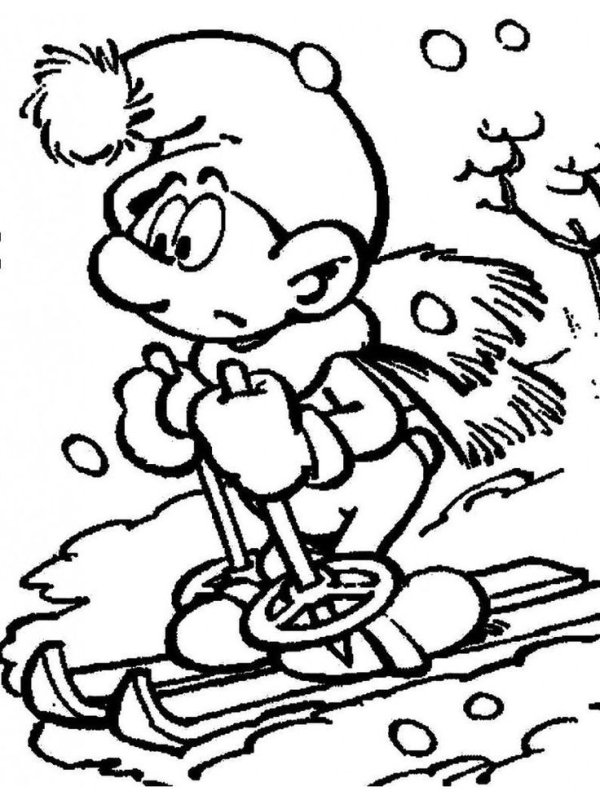 Смурфики раскраска новый год