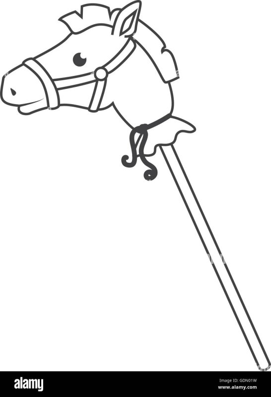Лошадка на палке трафарет