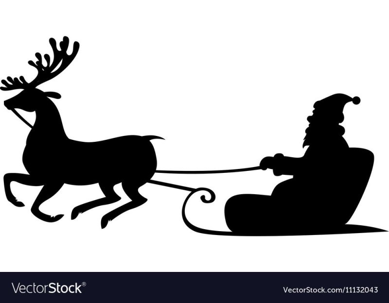 Силуэт Деда Мороза на санях с оленями