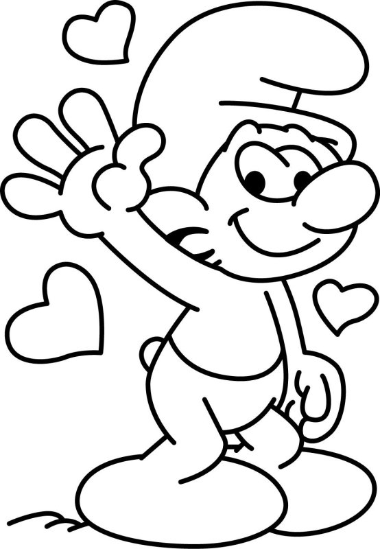 Смурфики раскраска для детей