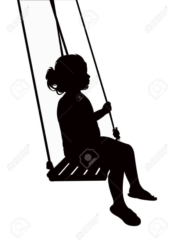 Дети на качелях силуэт