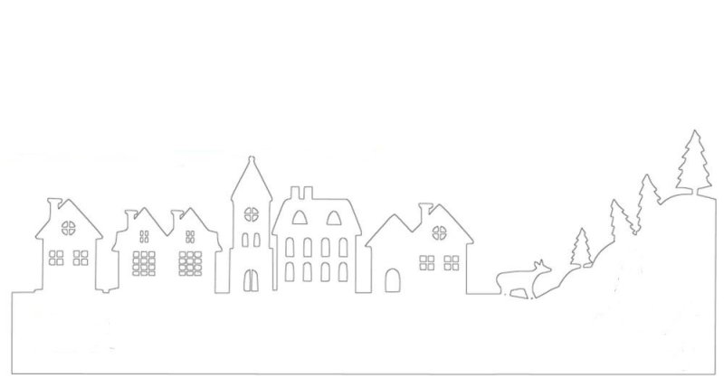 Трафареты на окна новогодние домики