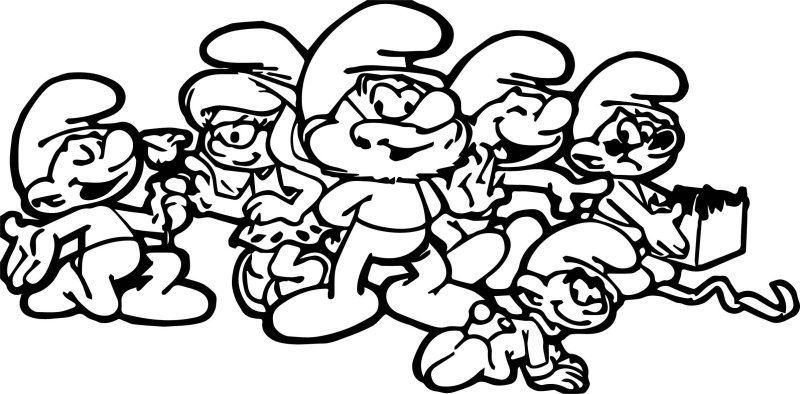 Смурфики раскраска для детей