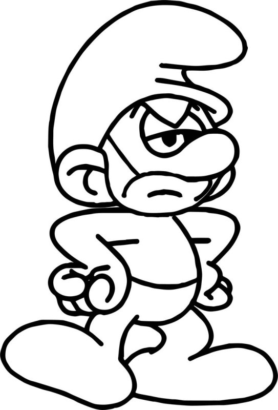 Смурфики раскраска