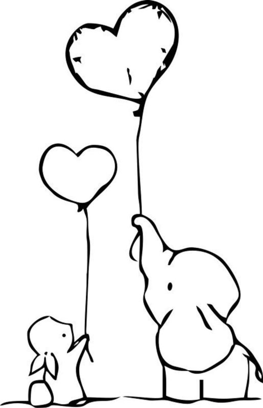 Слоненок с шариками раскраска