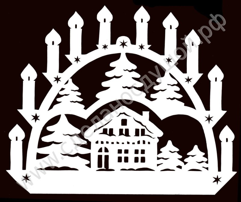 Домик вырезать на окно