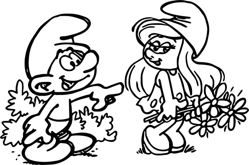 Раскраска про мультики Смурфики