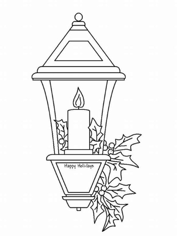 Трафарет фонарь уличный на окно
