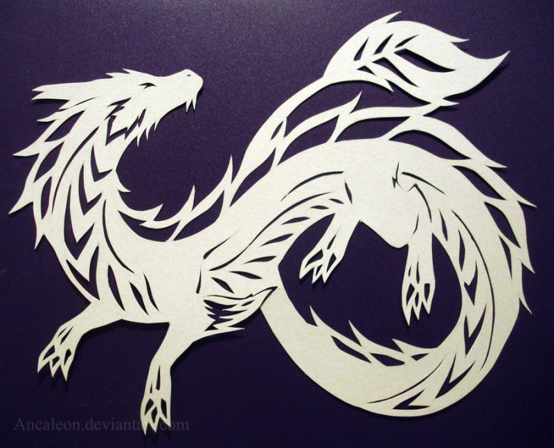 Трафарет дракона для вырезания