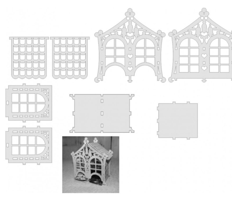 Макет домика для лазерной резки