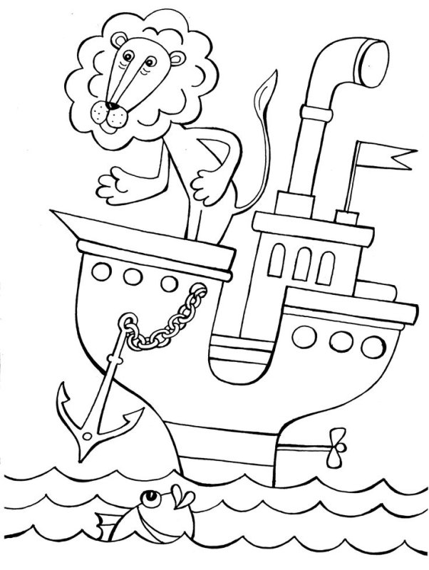 Рисунок кораблика для раскрашивания