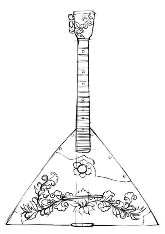 Раскраска балалайка музыкальный инструмент