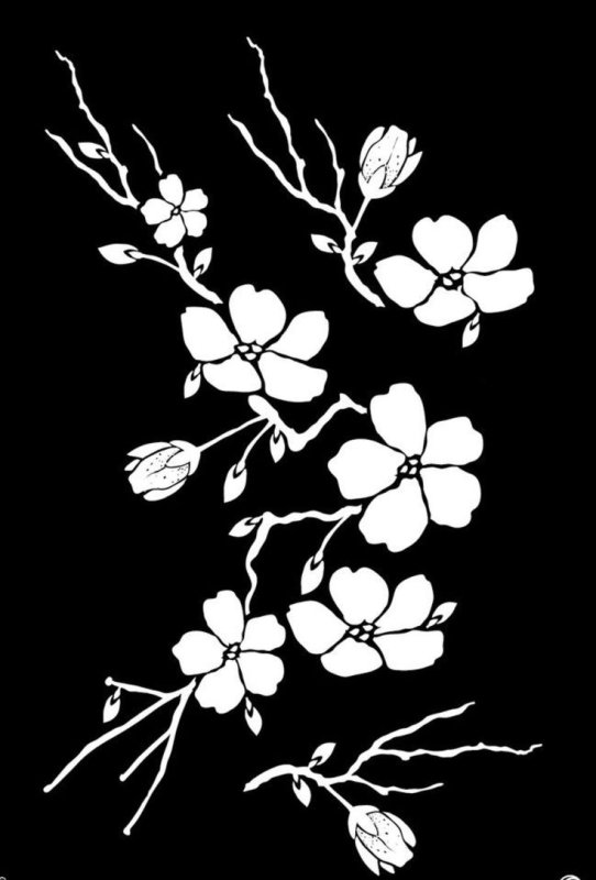 Сакура трафарет