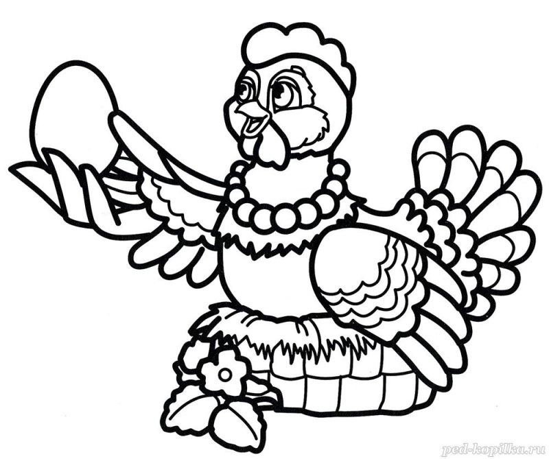 Раскраска по сказке Курочка Ряба для малышей