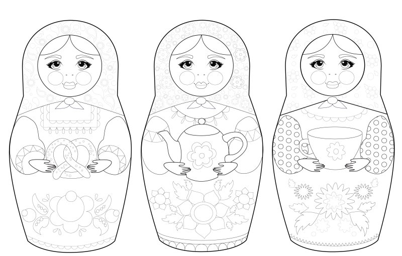 Матрешка Филимоновская роспись раскраски